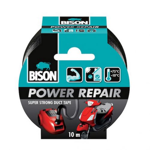 BISON Power Repair Szöveterősített Ragasztószalag, fekete, 10m