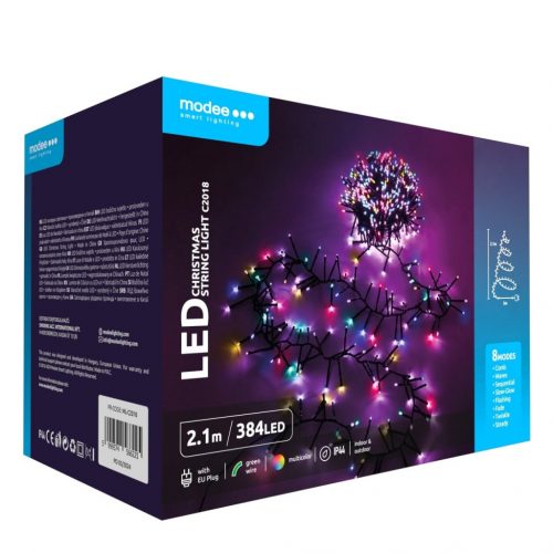 Modee Karácsonyi LED Füzér Plastic Adapteres C2018 (384LED/2,1m) multicolor