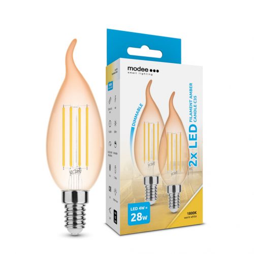 Modee LED Filament Amber Gyertya FL C35 4W E14 320° 1800K (300 lumen) dimm. B2