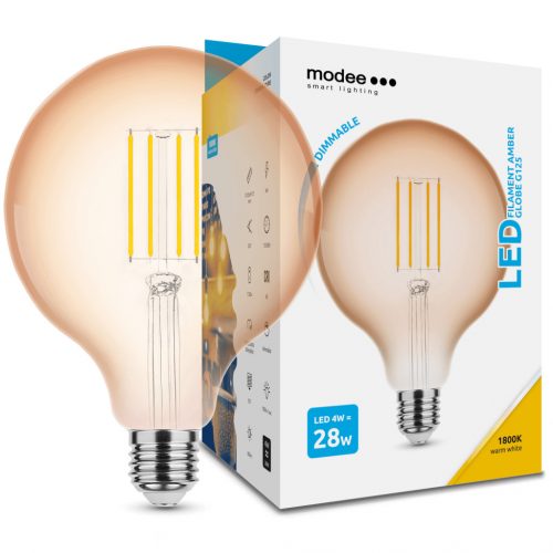 Modee LED Filament Amber Globe G125 4W E27 320° 1800K (300 lumen) dimm.