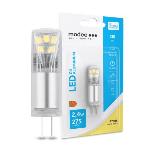 Modee Lighting LED Izzó G4 Aluminium AC-DC 12V 2,4W 2700K (275 lumen) ERP B1