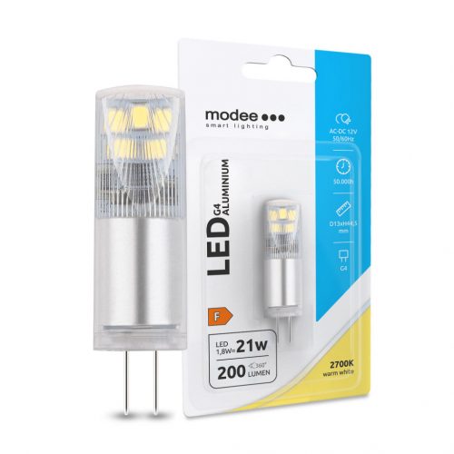 Modee Lighting LED Izzó G4 Aluminium AC-DC 12V 1,8W 2700K (200 lumen) ERP B1