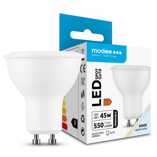 Modee LED Izzó Spot Alu-Plastic 6W GU10 110° 6000K (550 lumen) dimm. ERP