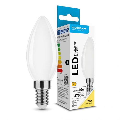 Modee LED Izzó Filament Milky Gyertya C35 4W E14 360° 2700K (430 lumen) ERP