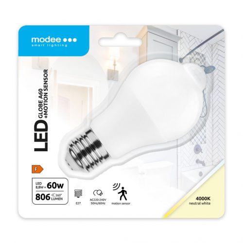 Modee LED Smart (PIR Sensor) Globe (Gömb) A60 8,8W E27 200° 4000K (806 lumen)