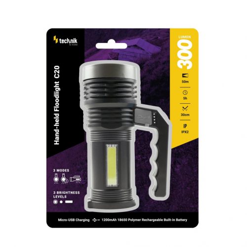 Technik Kézi Reflektor C20 (akkumulátoros) XPE LED + micro USB (100 lumen)