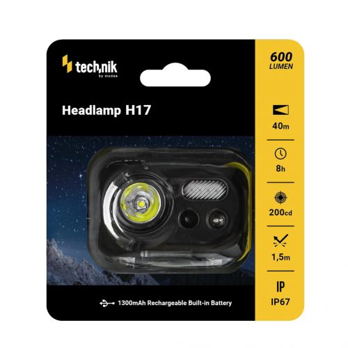 Technik Fejlámpa H17 (akkumulátoros) L2 LED + micro USB IP67 (250 lumen)