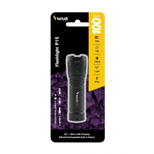 Technik Elemlámpa P15 (akkumulátoros) XPE LED + micro USB (100 lumen)