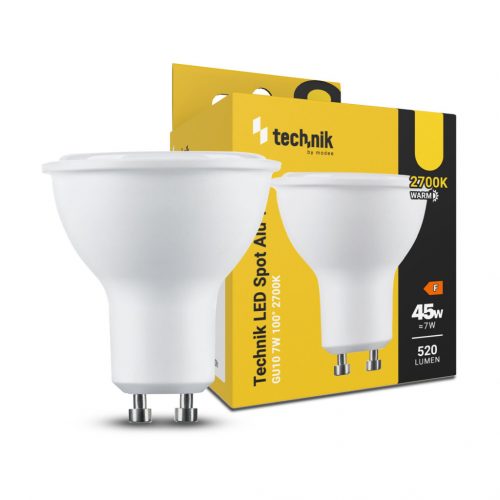 Technik LED Izzó Spot Alu-Plastic 7W GU10 100° 2700K (520 lumen)