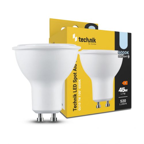 Technik LED Izzó Spot Alu-Plastic 7W GU10 100° 6000K (520 lumen)